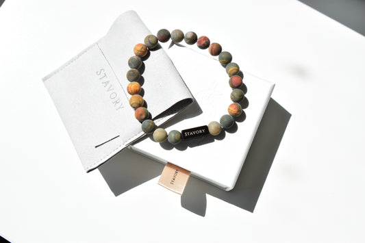 Stavory picasso jasper black bead prosperity bracelet