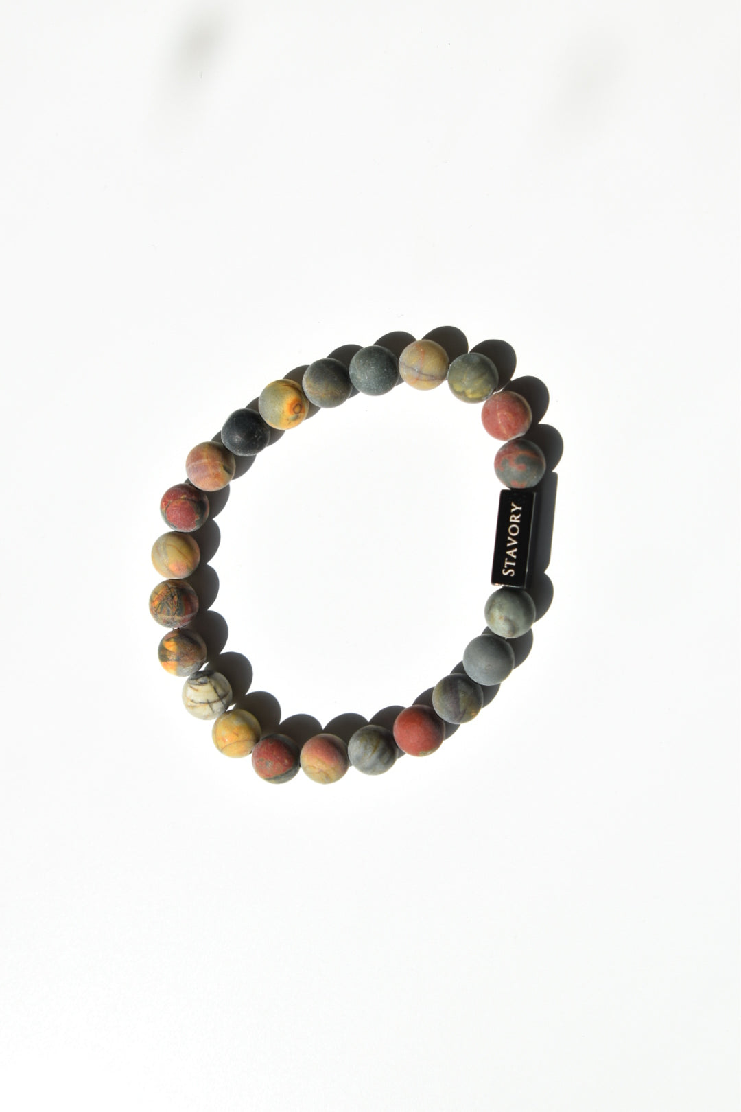 Stavory picasso jasper black bead prosperity bracelet